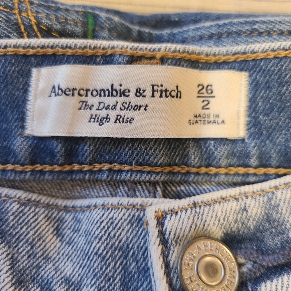 Abercrombie & Fitch The Dad Short High Rise Acid Wash Jean Shorts Size 26 2 - Picture 3 of 7
